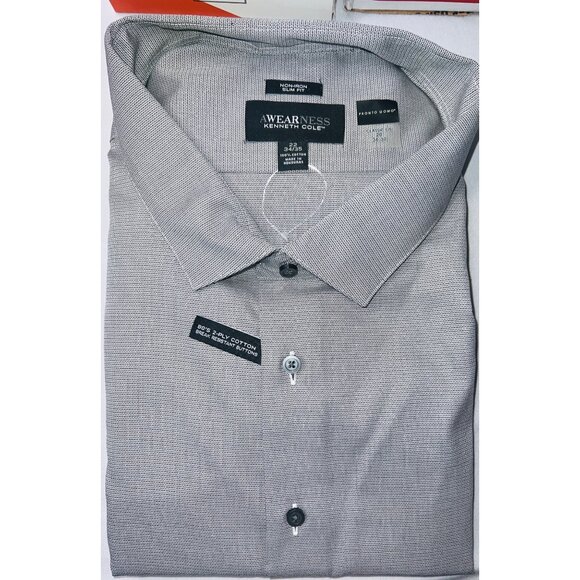 Kenneth Cole Awareness Mens Dress Shirt 22 34/35 Gray 65%Poly 35%Rayon Button-Up - Picture 1 of 2